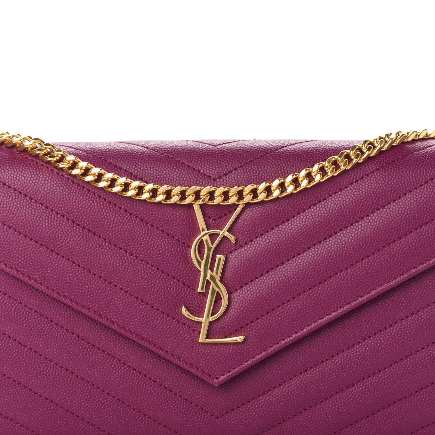Grain De Poudre Matelasse Chevron Monogram Chain Wallet Dark Grape