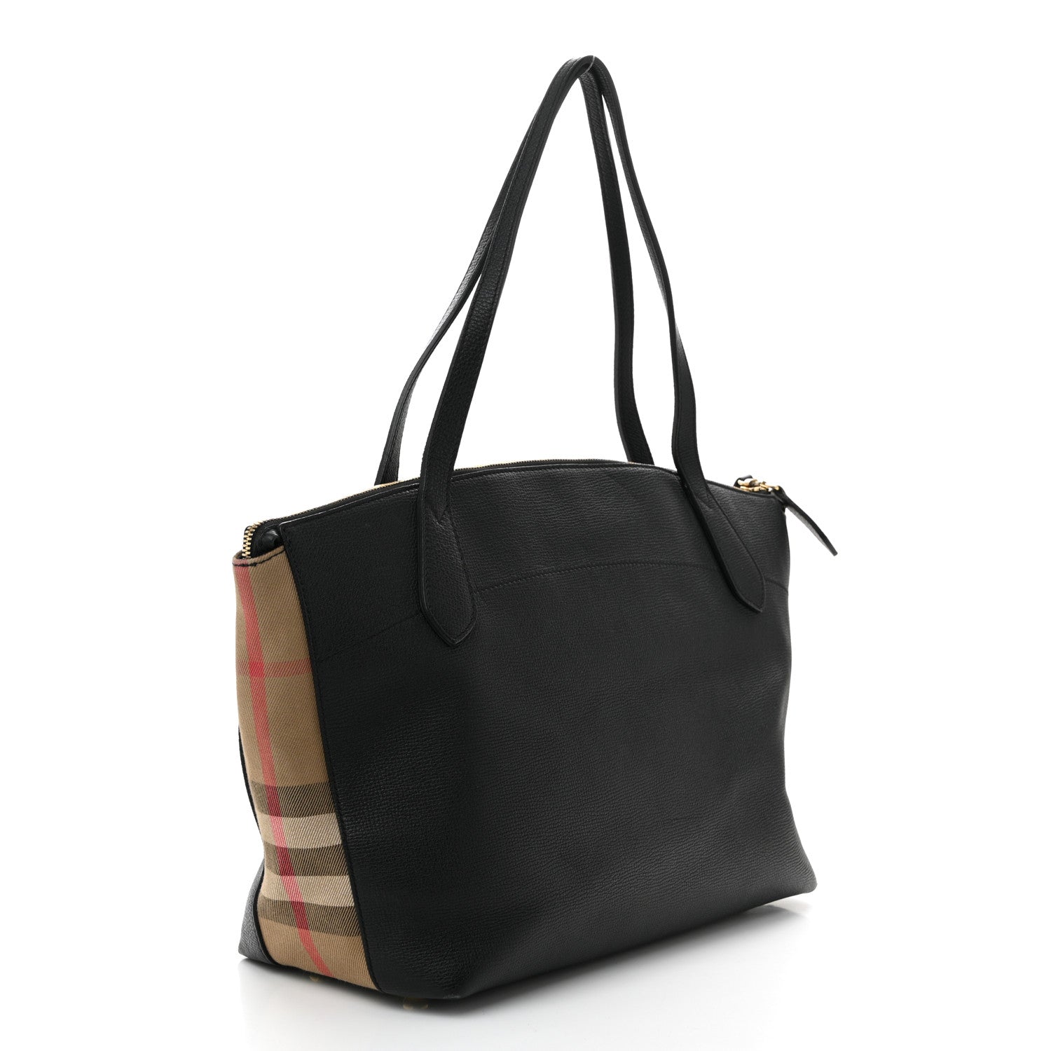 Burberry Derby Calfskin House Check Medium Welburn Tote  Black 3 of 11