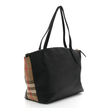 Burberry Derby Calfskin House Check Medium Welburn Tote  Black 3 of 11