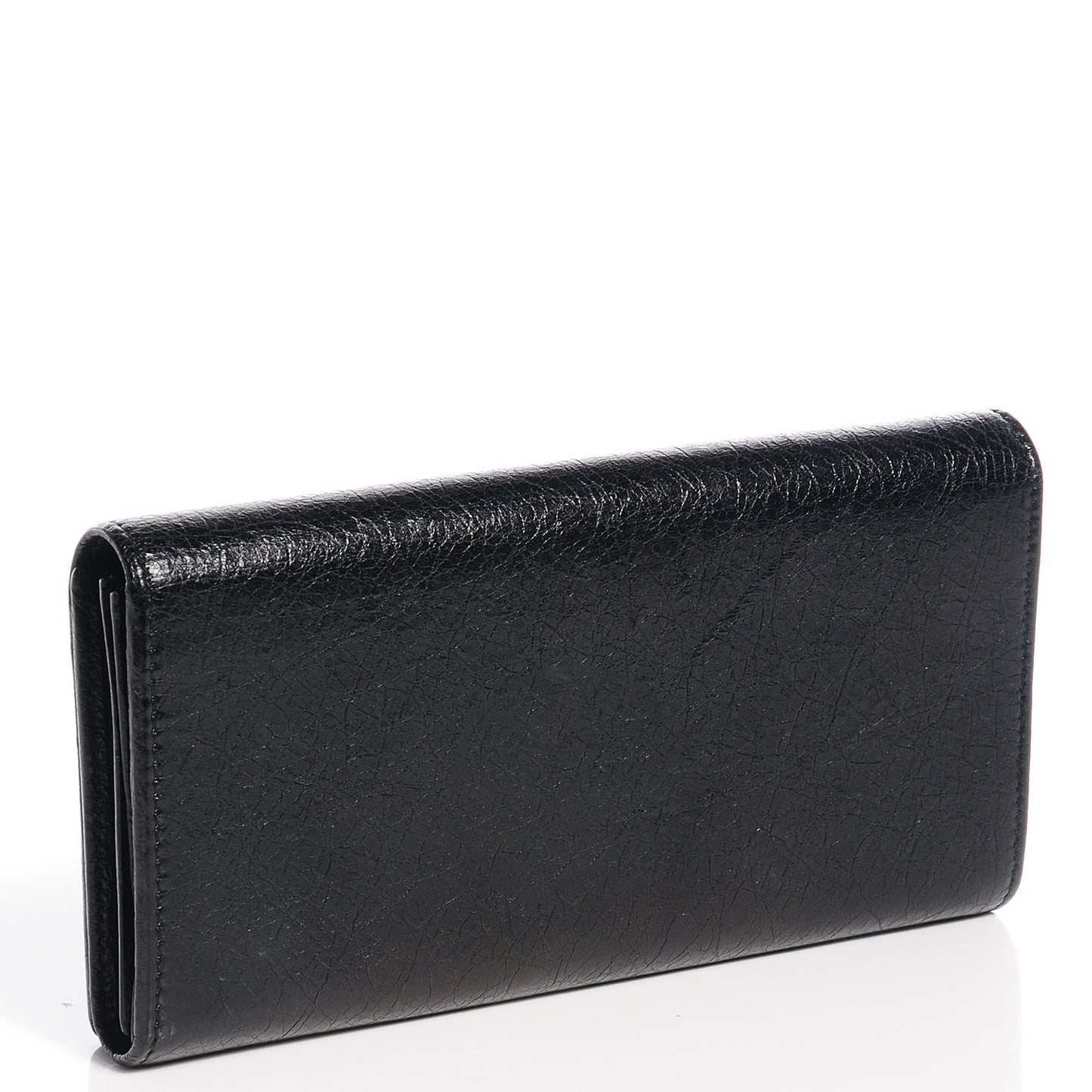 Agneau Giant 12 Silver Hardware Money Wallet Black