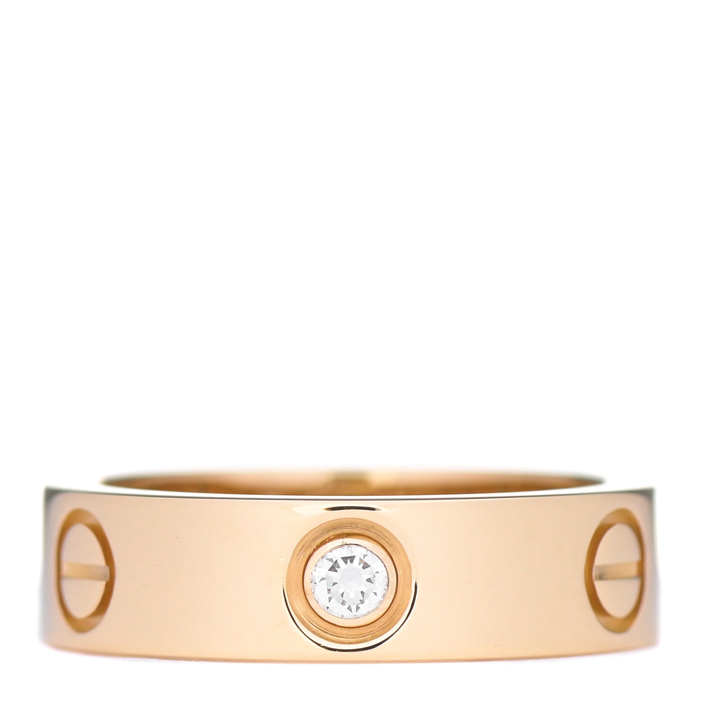 18K Yellow Gold 3 Diamond 5.5mm LOVE Ring 54 6.75