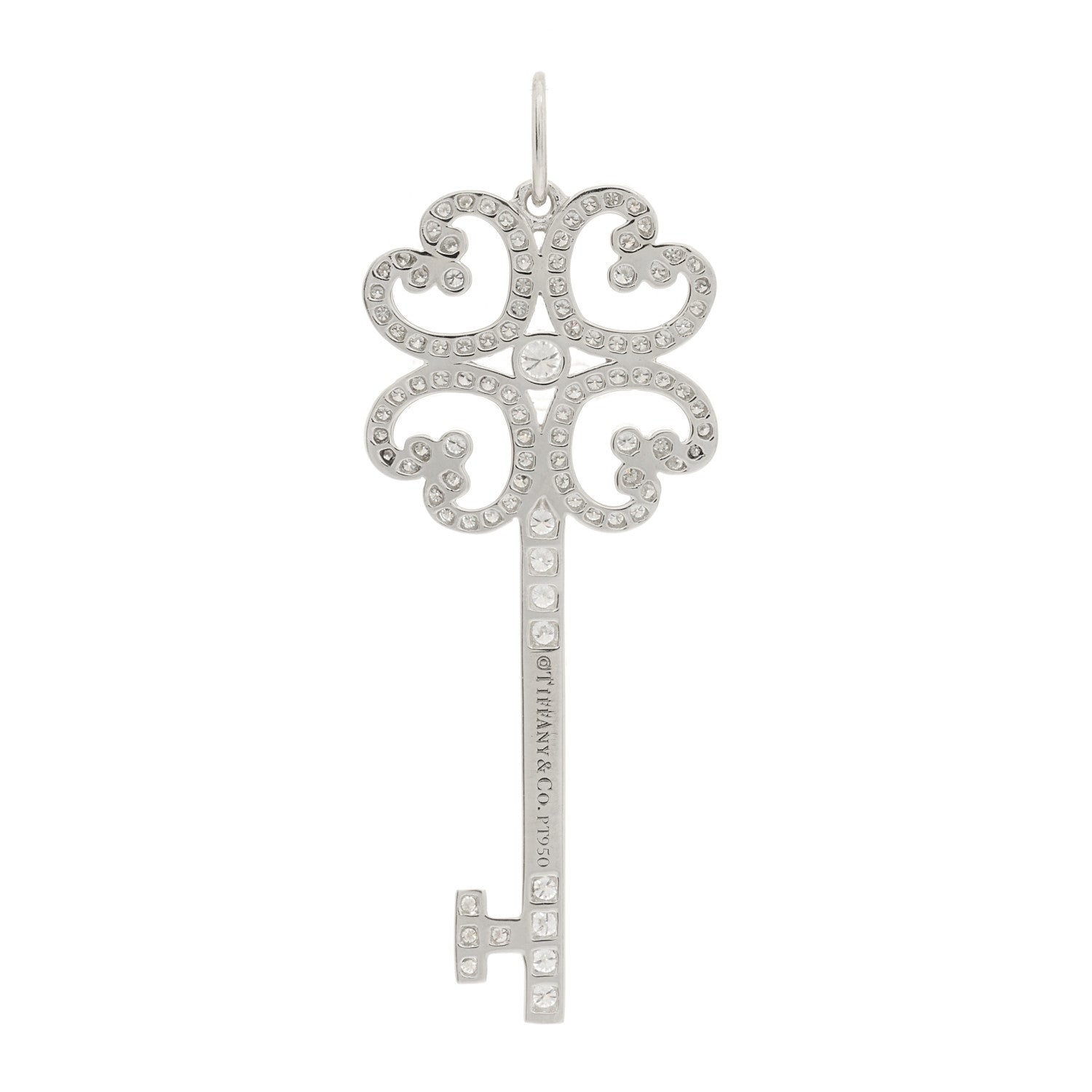 Tiffany Platinum Diamond Enchant Quatra Heart Key Pendant 3 of 4