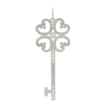 Tiffany Platinum Diamond Enchant Quatra Heart Key Pendant 3 of 4