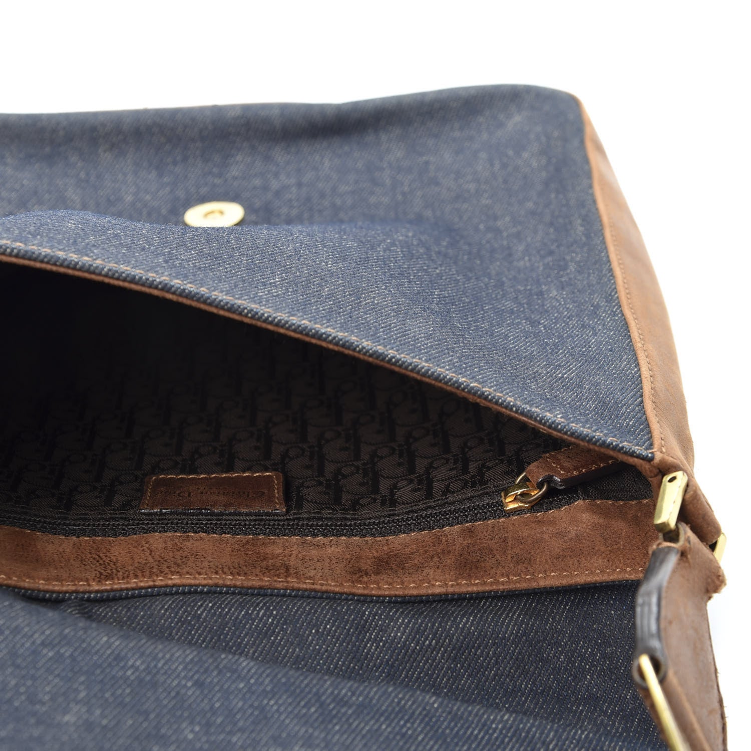 Christian Dior Denim Calfskin Street Chic Messenger Blue Brown 4 of 9