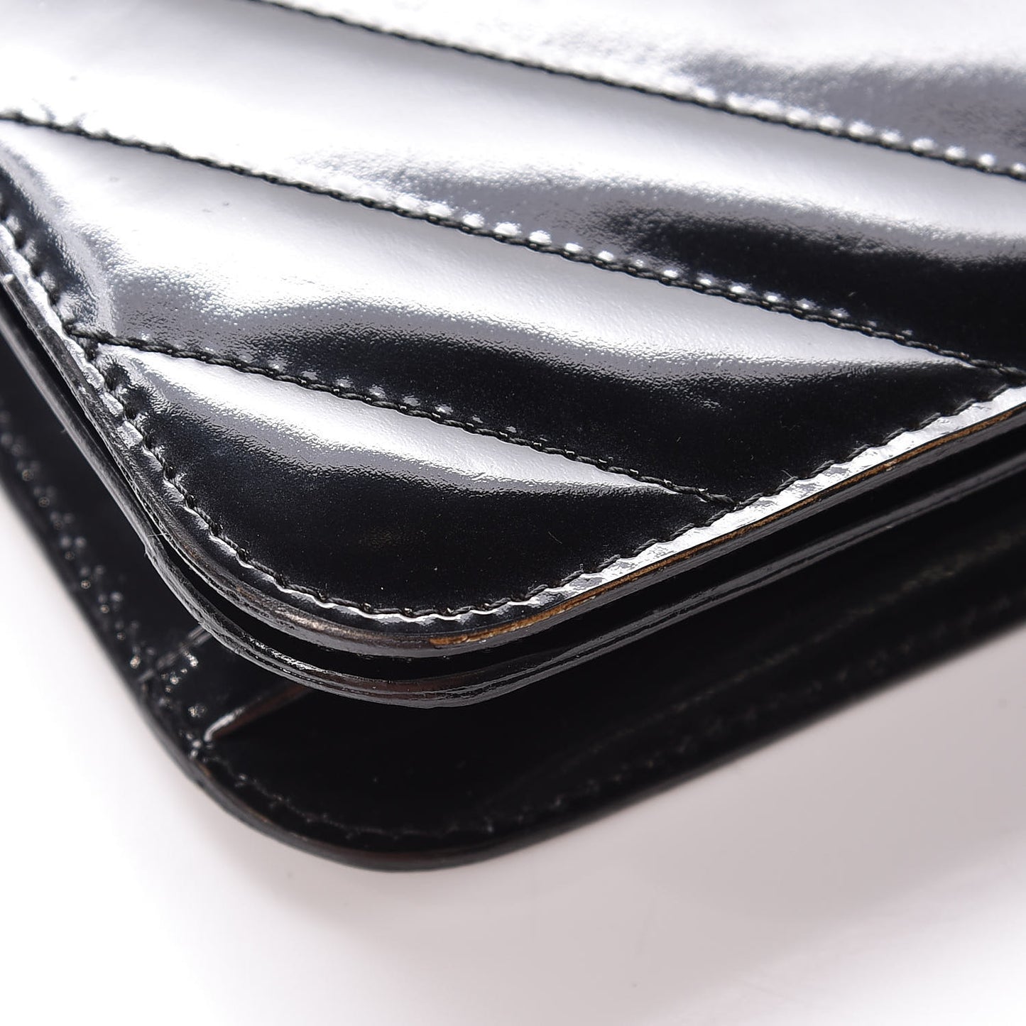 Patent Small Single Flap Bag Black