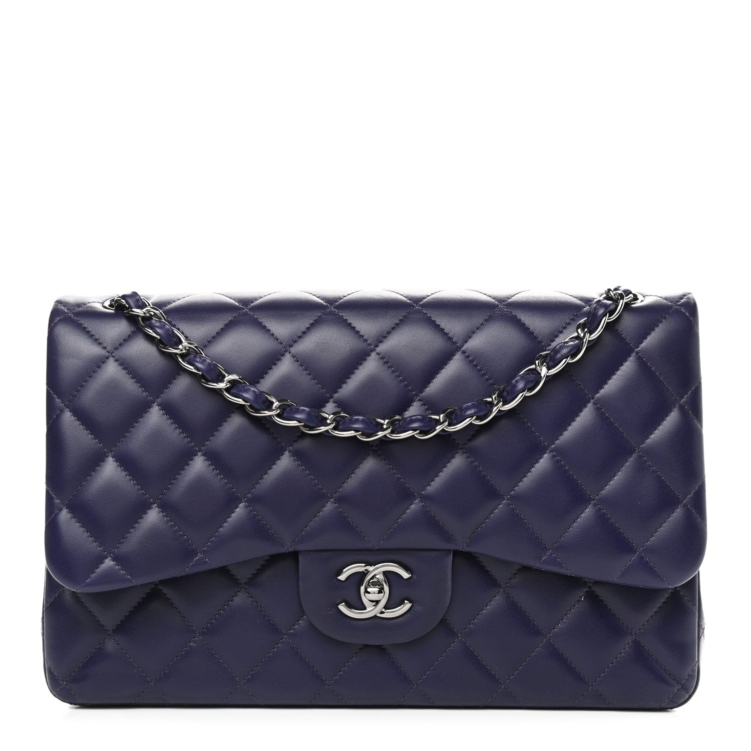 Chanel Lambskin Quilted Jumbo Double Flap Purple 1 of 10