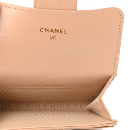 Chanel Lambskin Quilted Flap Card Holder Wallet Beige 5 of 9