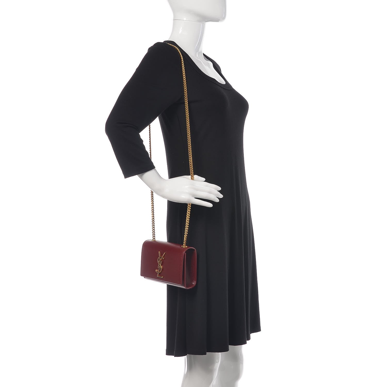 Saint Laurent Grain De Poudre Small Monogram Kate Satchel Oxblood 2 of 11