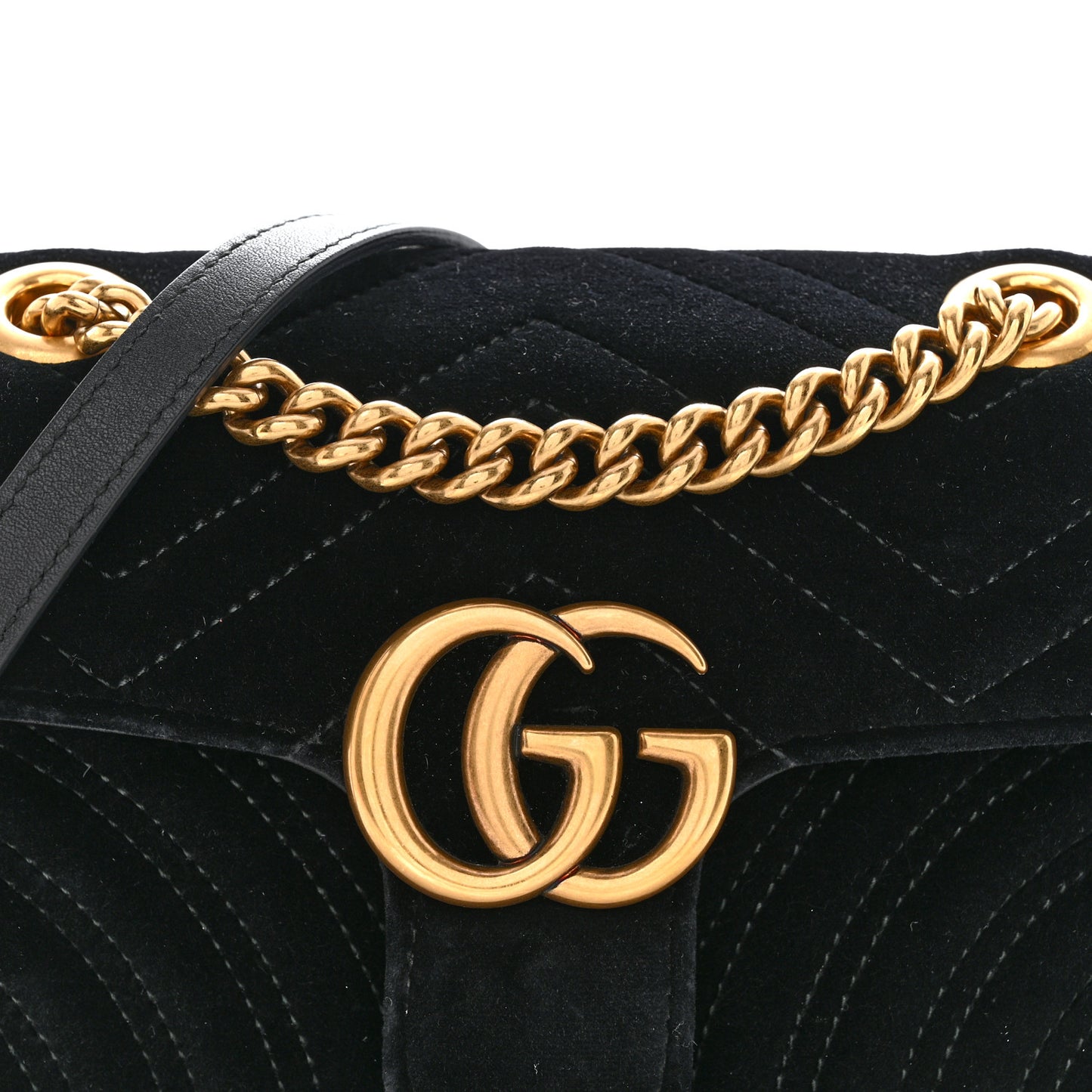 Velvet Matelasse Mini GG Marmont Shoulder Bag Black