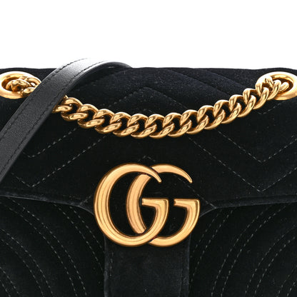 Gucci Velvet Matelasse Mini GG Marmont Shoulder Bag Black 8 of 13
