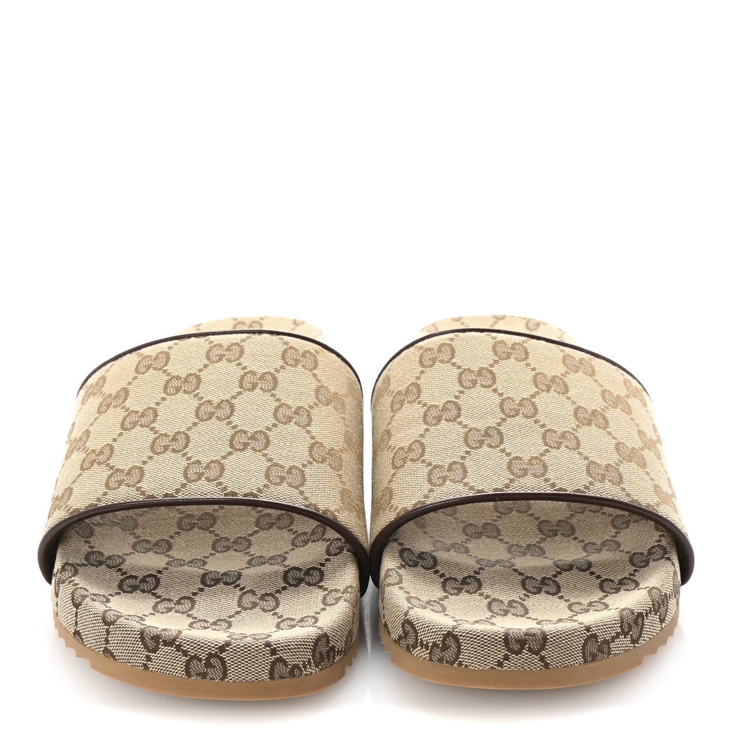 Canvas GG Monogram Mens Slide Sandals 12 Beige