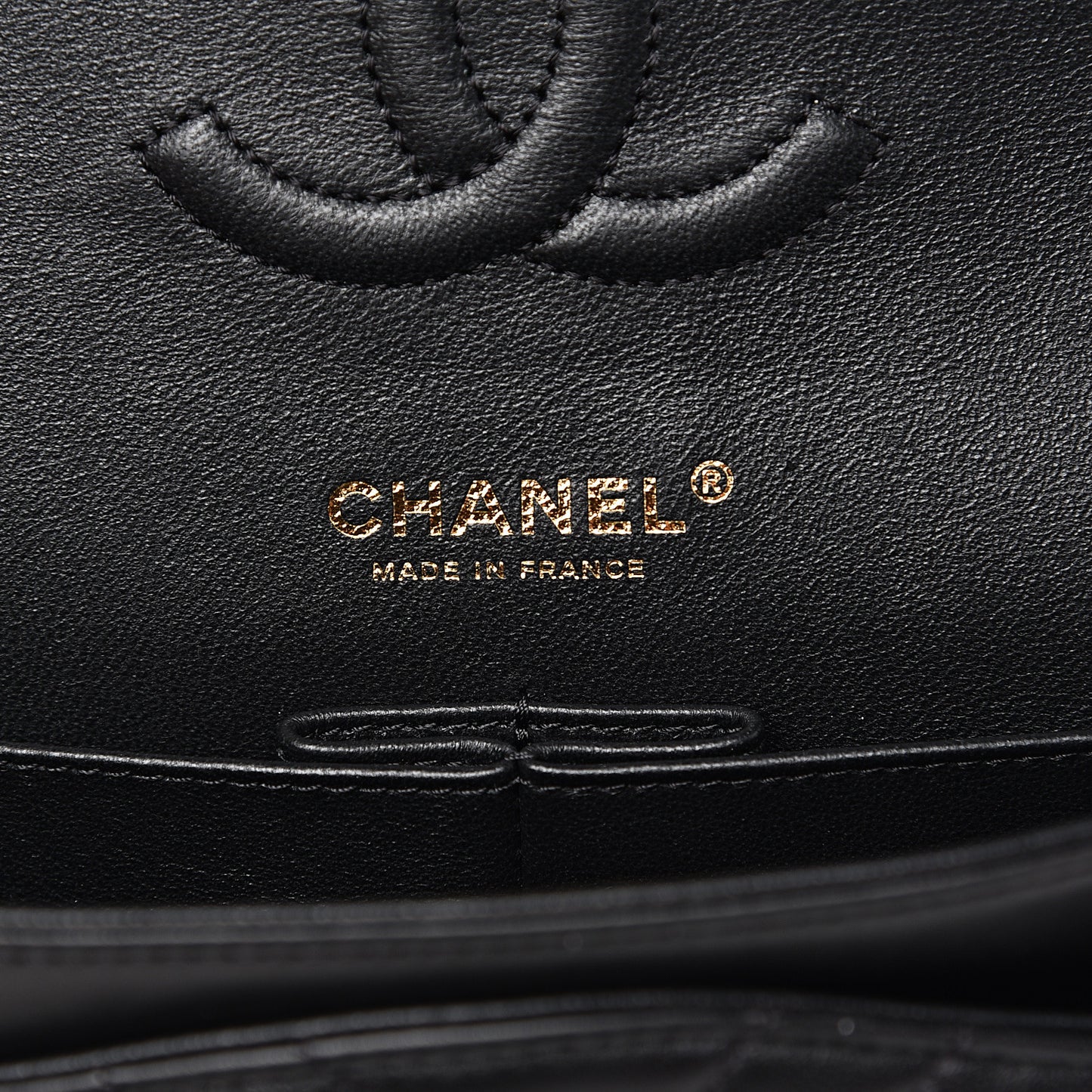Lambskin Chevron Quilted Medium Double Flap Black