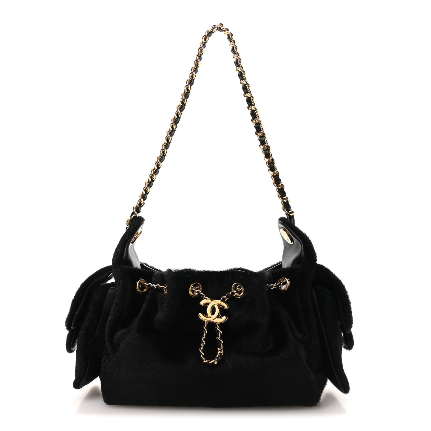 Pony Hair Mini Chanel 25 Handbag Black Black