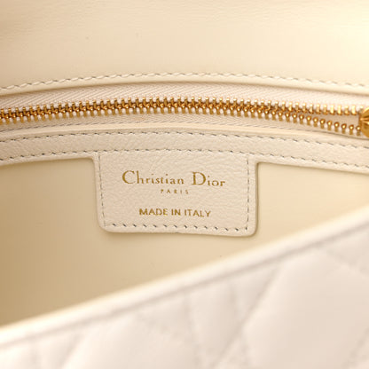 Christian Dior Calfskin Cannage Small Caro Bag Ivory 6 of 12