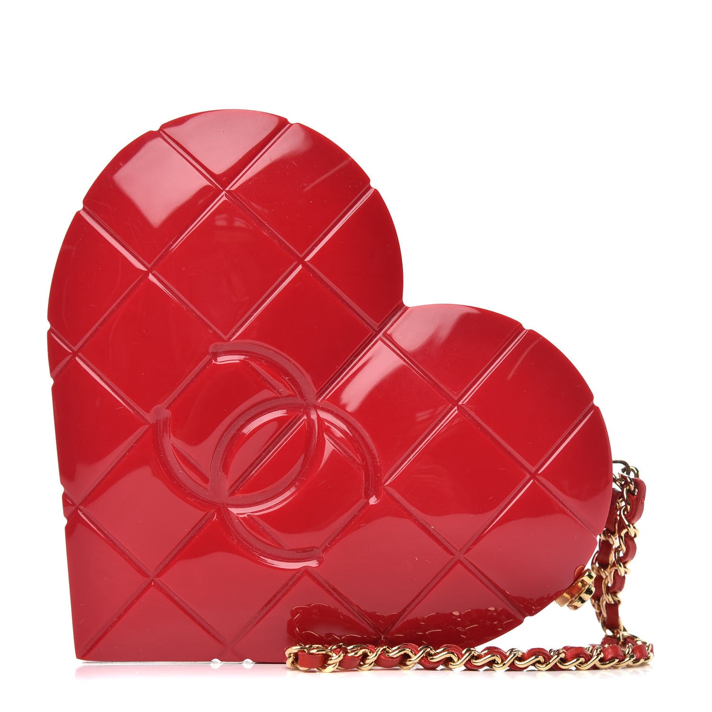 Plexiglass Heart Minaudiere Clutch Red