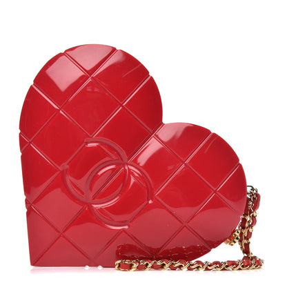Chanel Plexiglass Heart Minaudiere Clutch Red 1 of 7