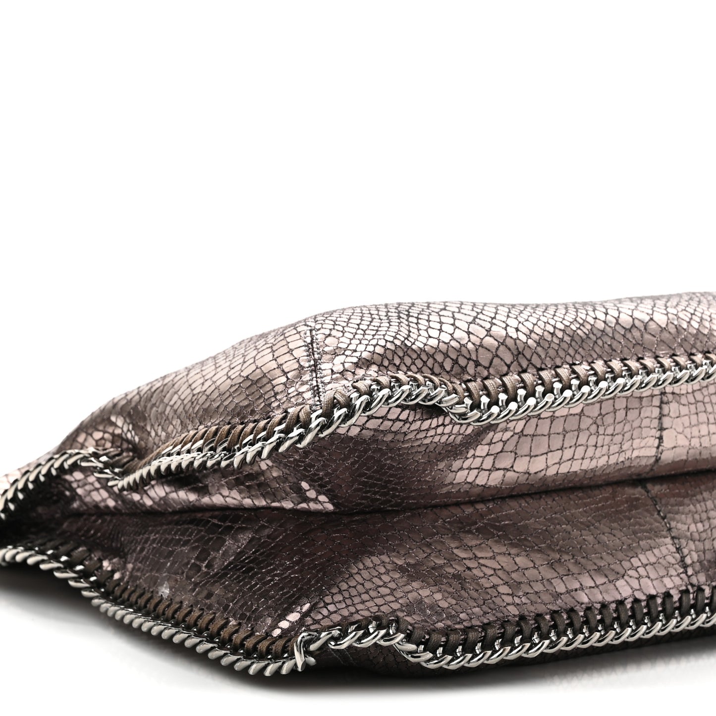 Metallic Snakeskin Print Falabella Tote Ruthenium