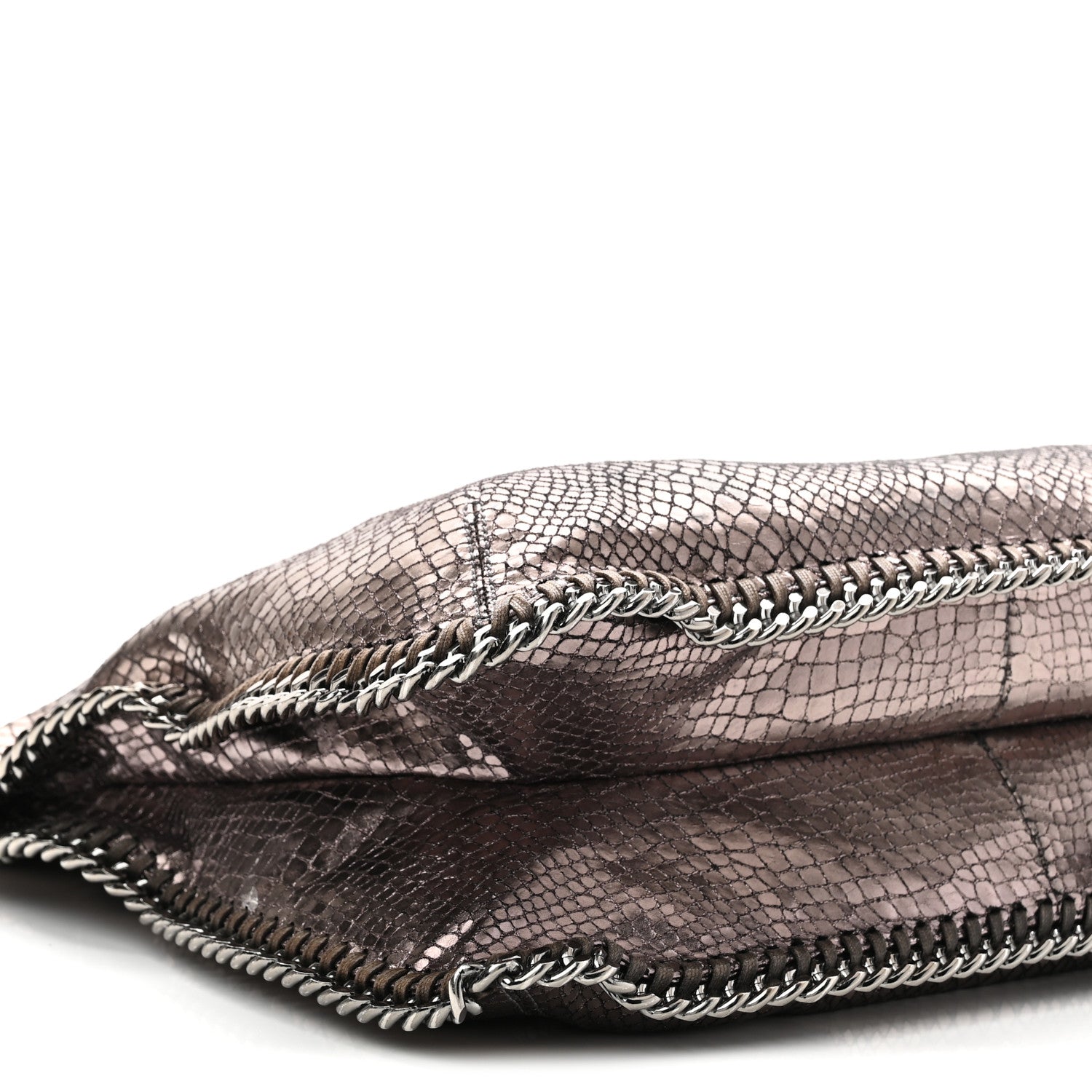 Stella McCartney Metallic Snakeskin Print Falabella Tote Ruthenium 9 of 10