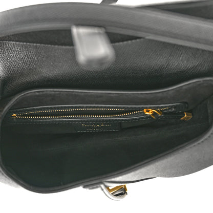 Christian Dior Grained Calfskin Saddle Bag With Strap Black 5 of 10