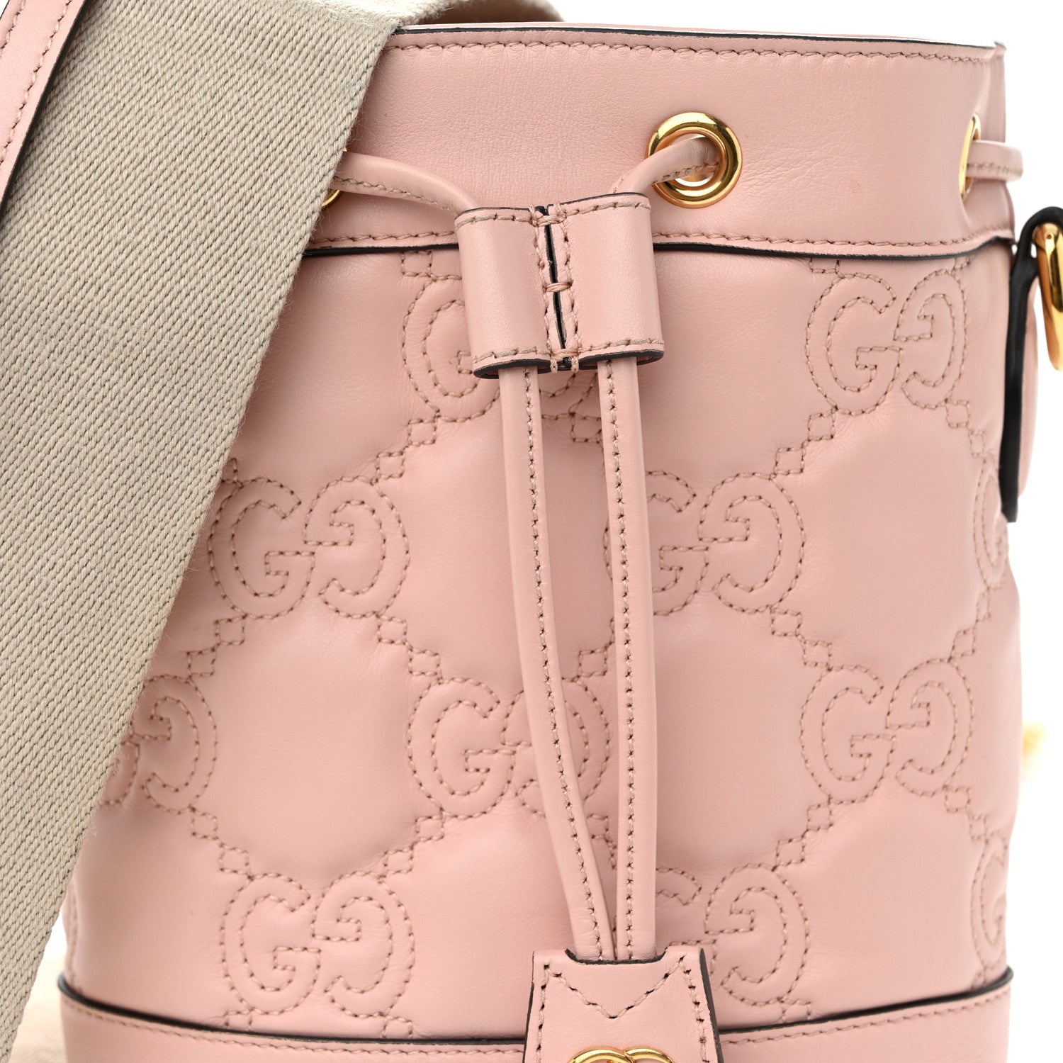 Gucci Calfskin GG Matelasse Bucket Bag Perfect Pink Natural 9 of 12