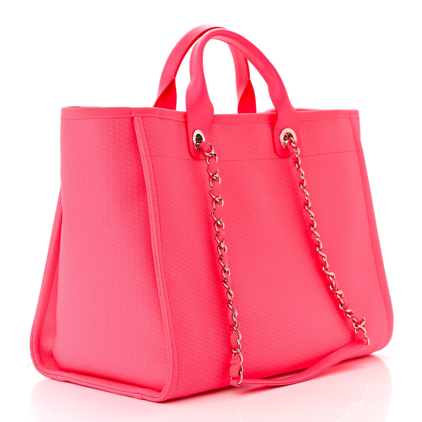 Mixed Fibers Calfskin Medium Deauville Tote Pink Orange