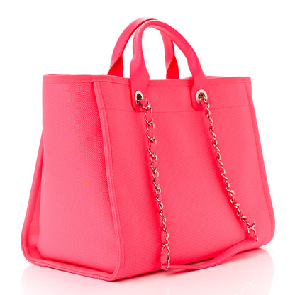Chanel Mixed Fibers Calfskin Medium Deauville Tote Pink Orange 4 of 16