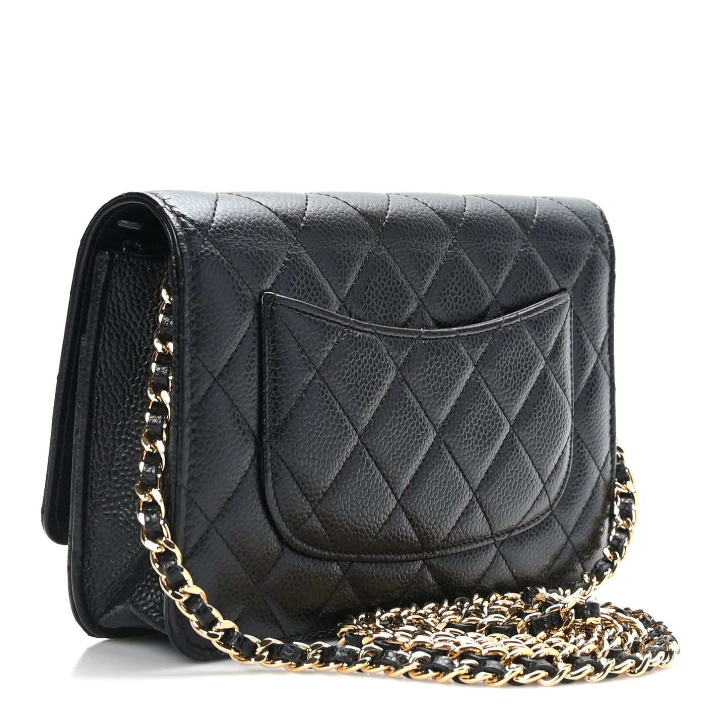 Caviar Quilted Wallet on Chain WOC Black