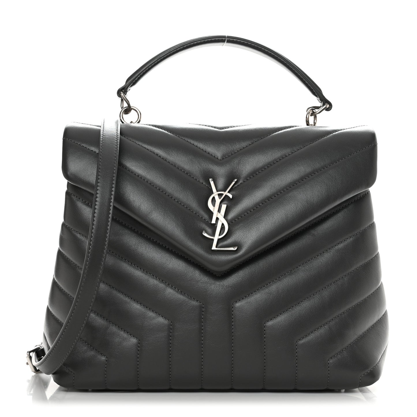 Calfskin Y Quilted Monogram Medium Loulou Satchel Storm