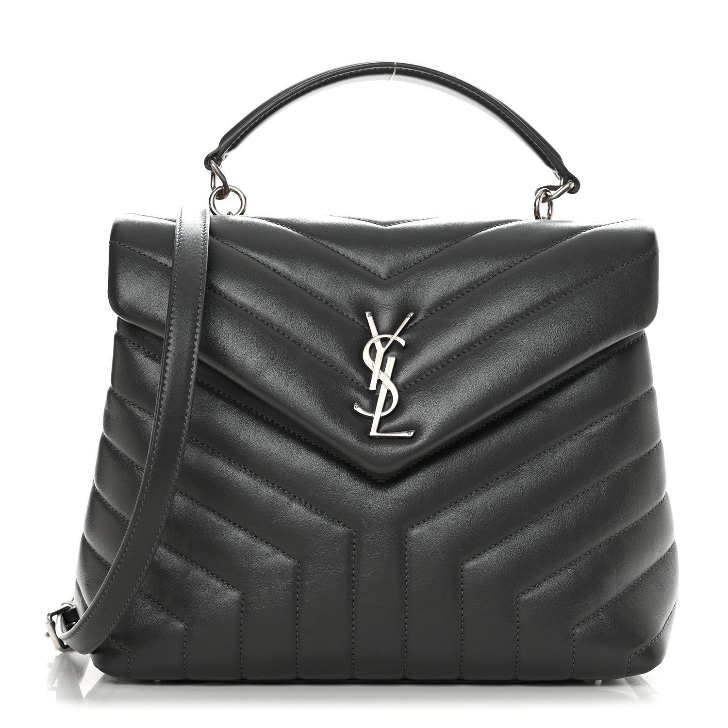 Saint Laurent Calfskin Y Quilted Monogram Medium Loulou Satchel Storm 1 of 10