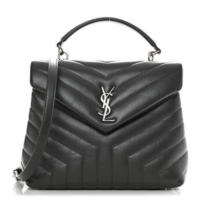 Saint Laurent Calfskin Y Quilted Monogram Medium Loulou Satchel Storm 1 of 10