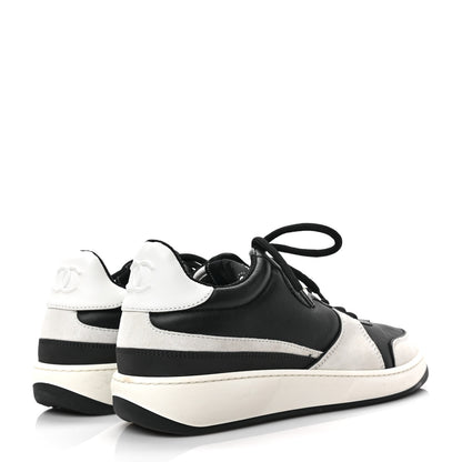 Chanel Lambskin Suede Calfskin Sneakers 39.5 Black White 4 of 8