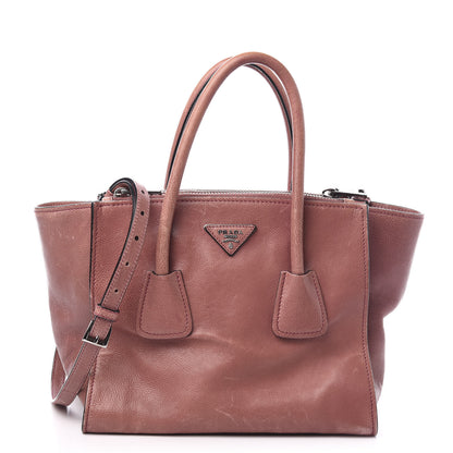 Prada Glace Calf Small Twin Pocket Tote Pink 1 of 10