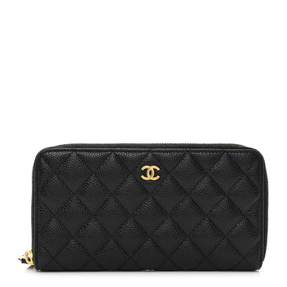 Chanel Caviar Quilted Large Gusset Zip Around Wallet Black 1 of 10