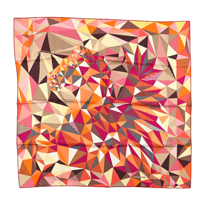 Hermes Silk Les Faceties De Pegase Scarf 90 Corail Fuchsia Orange 1 of 6