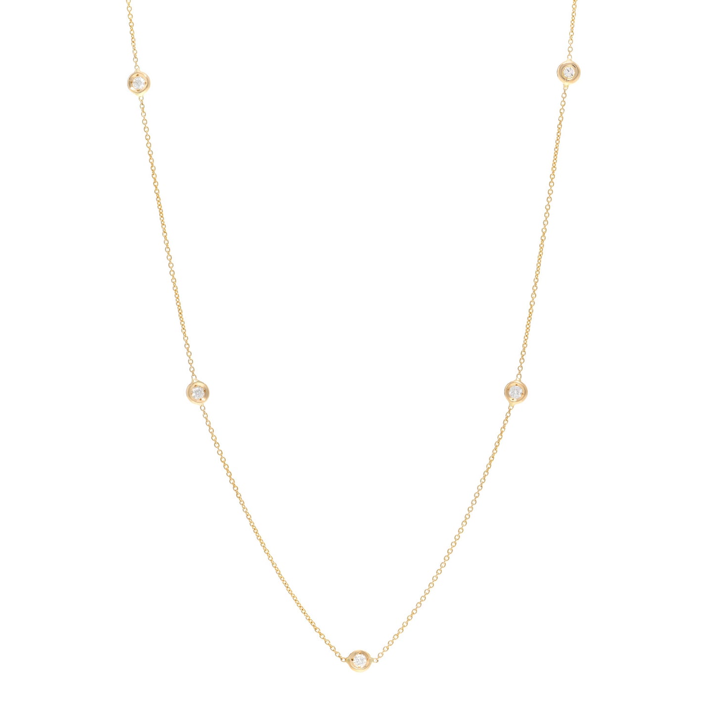 18K Yellow Gold Diamond .25ct Diamonds By The Inch Five Station Necklace