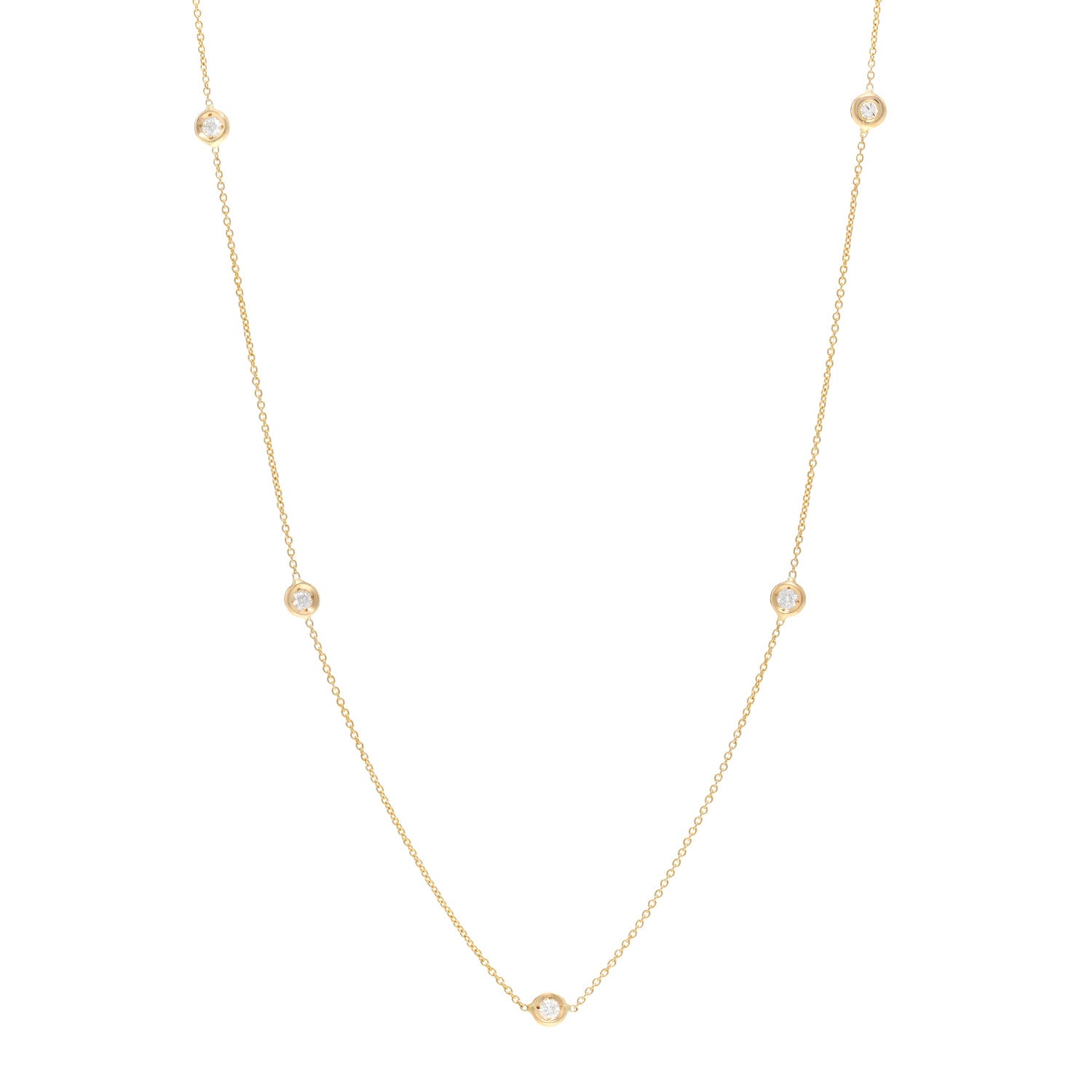 Roberto Coin 18K Yellow Gold Diamond .25ct Diamonds By The Inch Five Station Necklace 1 of 5