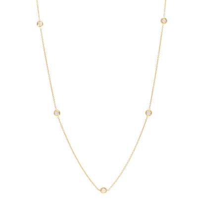 Roberto Coin 18K Yellow Gold Diamond .25ct Diamonds By The Inch Five Station Necklace 1 of 5