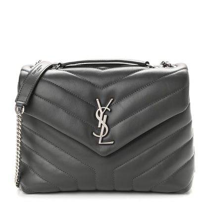 Saint Laurent Calfskin Y Quilted Monogram Small Loulou Chain Satchel Storm 1 of 11