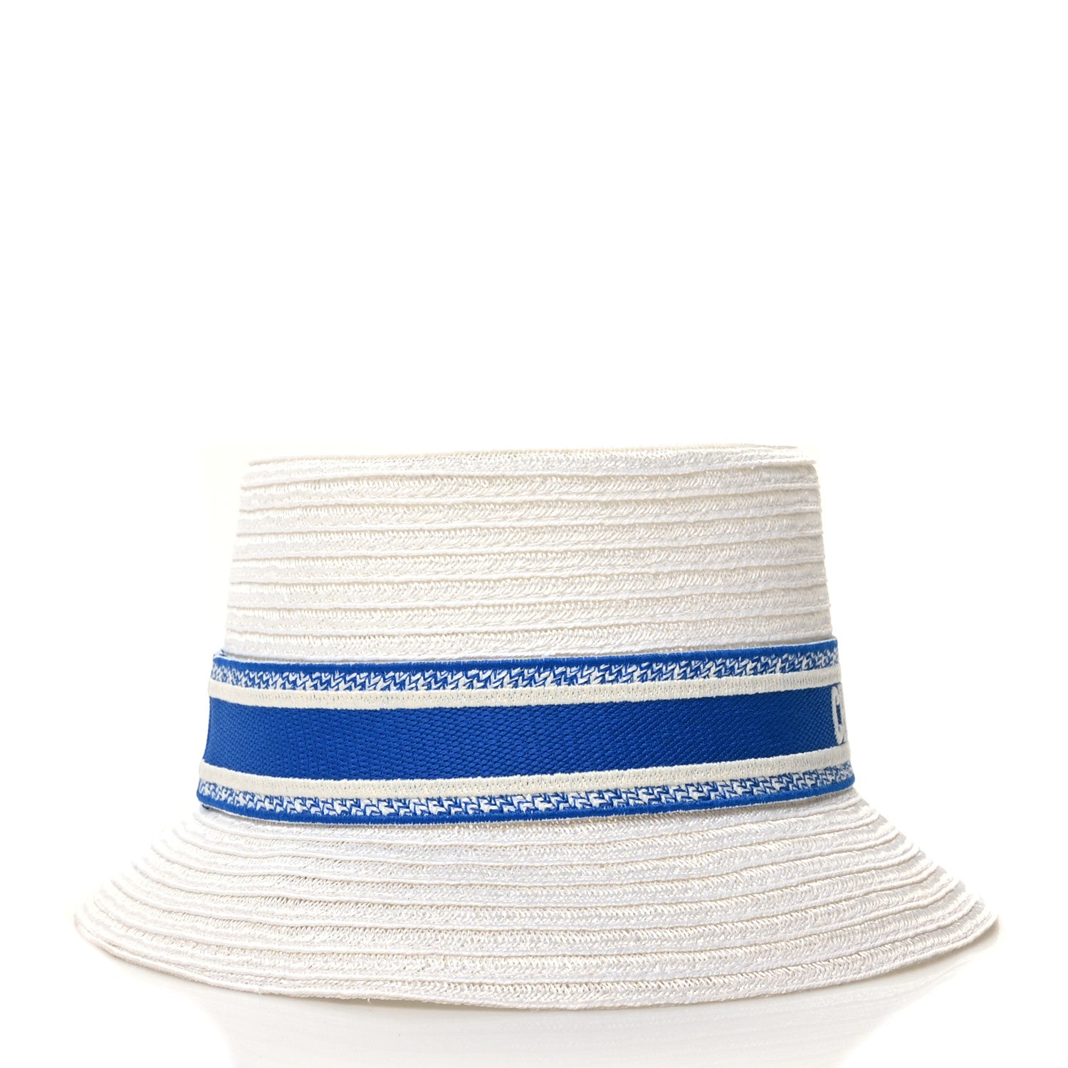 Christian Dior Straw Bucket Hat 59 White Blue 5 of 7