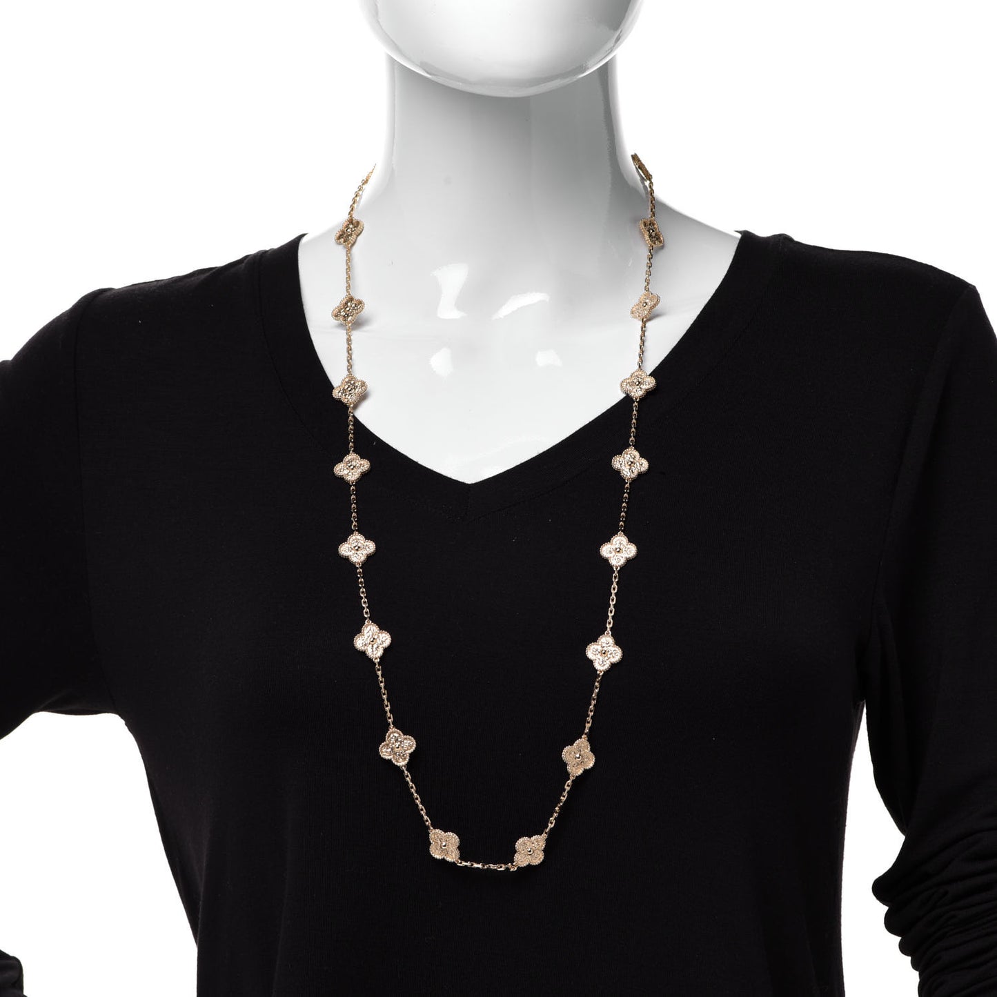 18K Yellow Gold 20 Motifs Vintage Alhambra Necklace