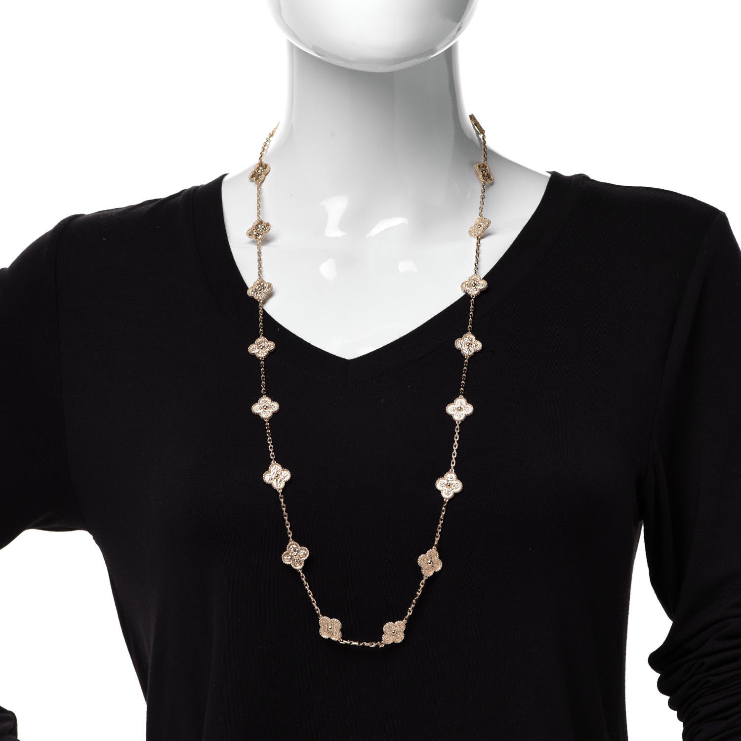 Van Cleef & Arpels 18K Yellow Gold 20 Motifs Vintage Alhambra Necklace 2 of 5