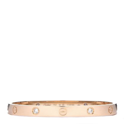 Cartier 18K Yellow Gold 4 Diamond LOVE Bracelet 18 1 of 7