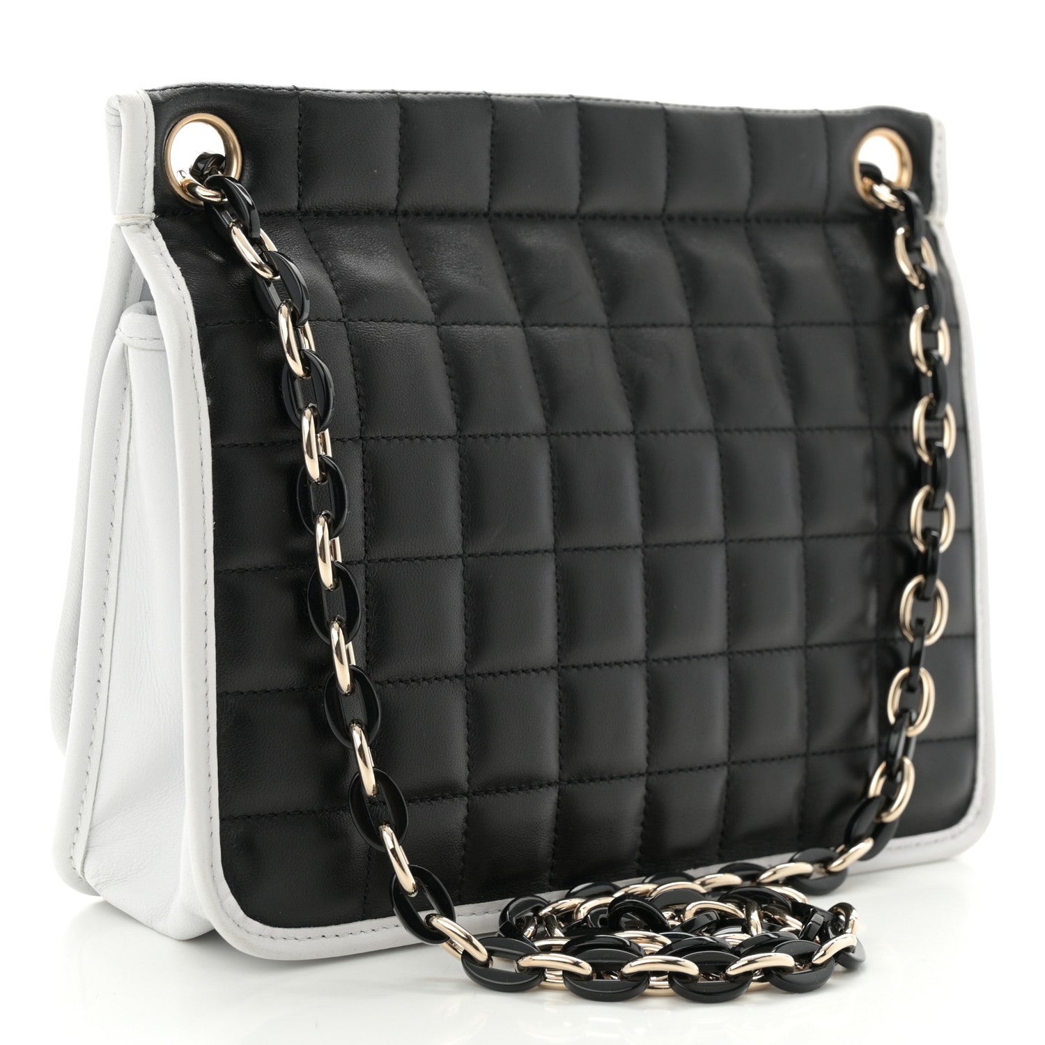 Chanel Lambskin Chocolate Bar Mademoiselle Flap Black White 3 of 10