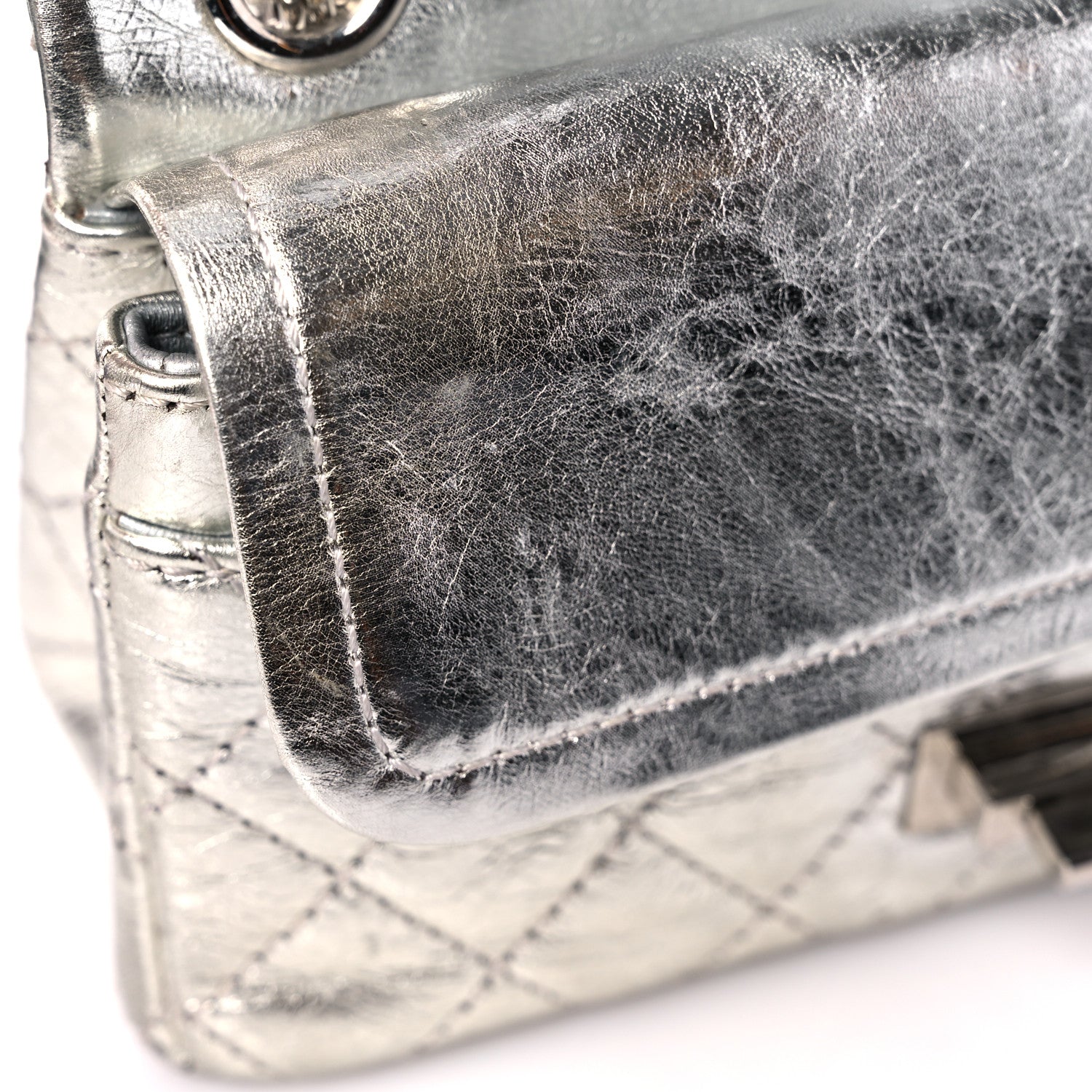 Chanel Metallic Aged Calfskin Quilted 2.55 Reissue 224 Flap Silver 10 of 12