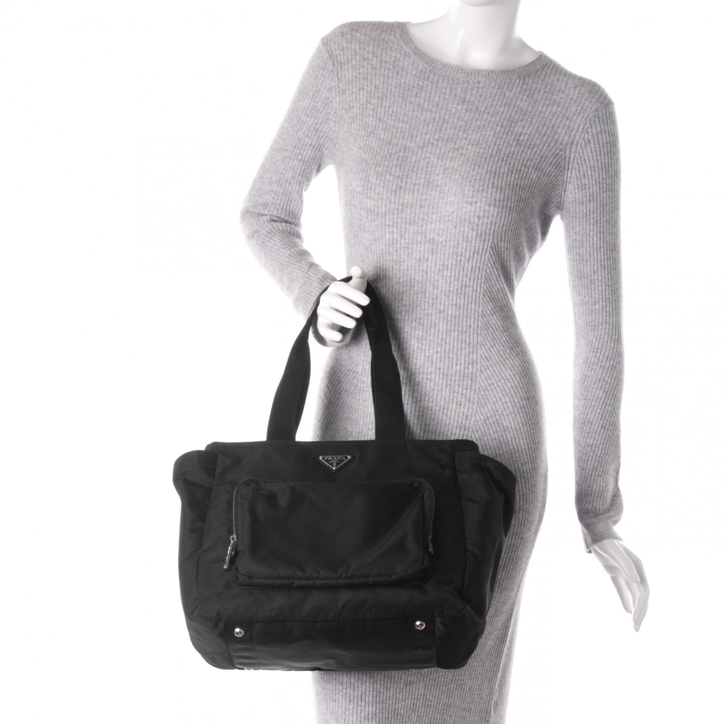 Tessuto Nylon Vela Diaper Bag Black