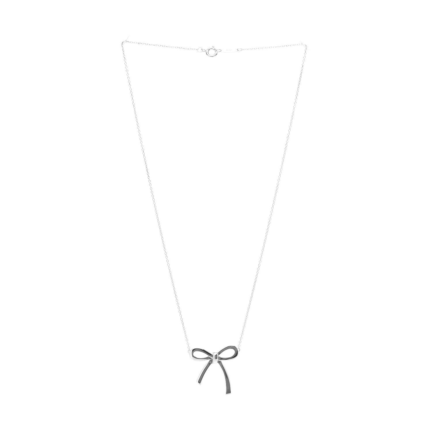 Tiffany Sterling Silver Bow Pendant Necklace 2 of 5