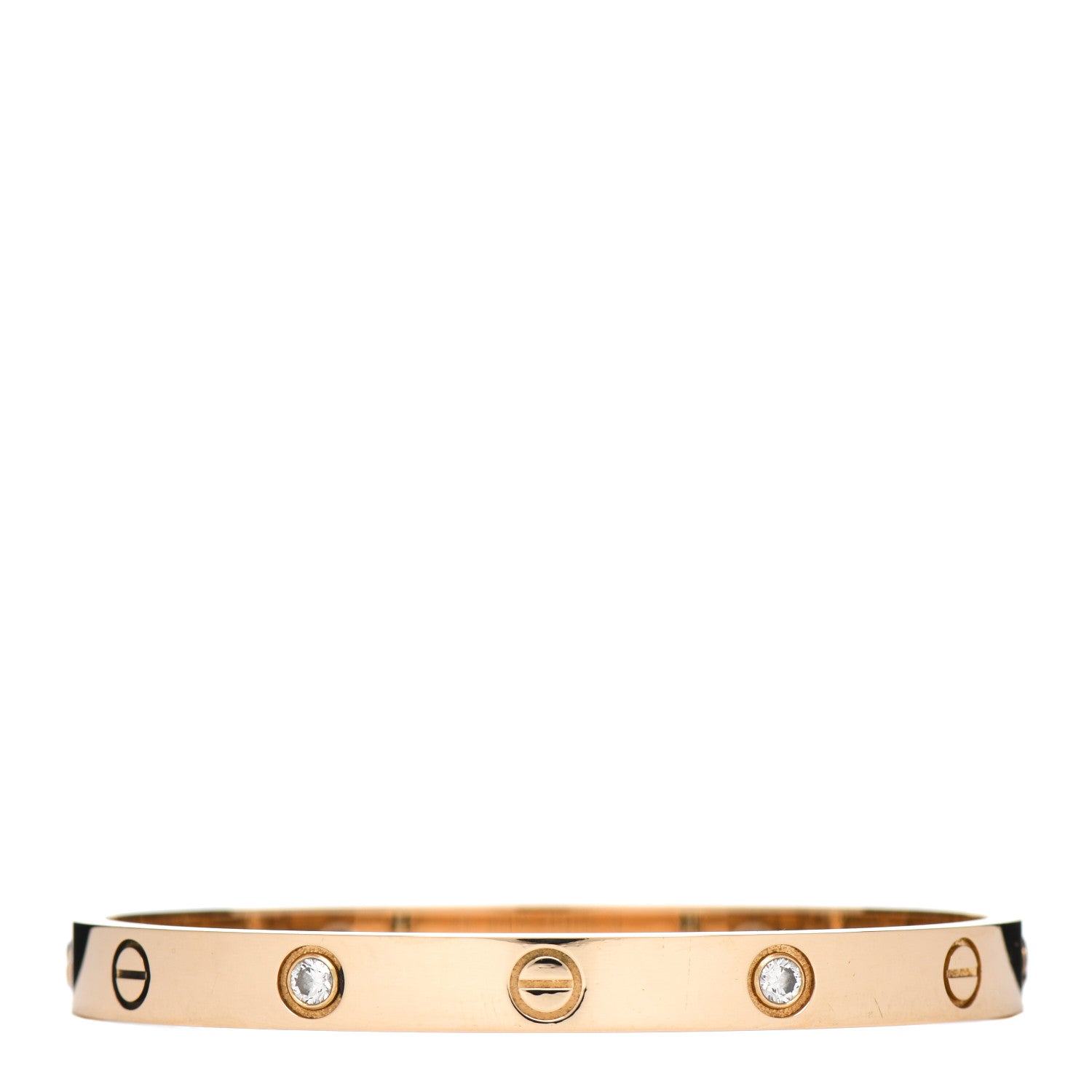 Cartier 18K Yellow Gold 4 Diamond LOVE Bracelet 17 1 of 6