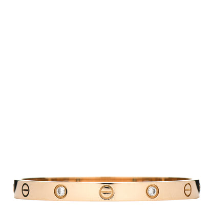 Cartier 18K Yellow Gold 4 Diamond LOVE Bracelet 17 1 of 6