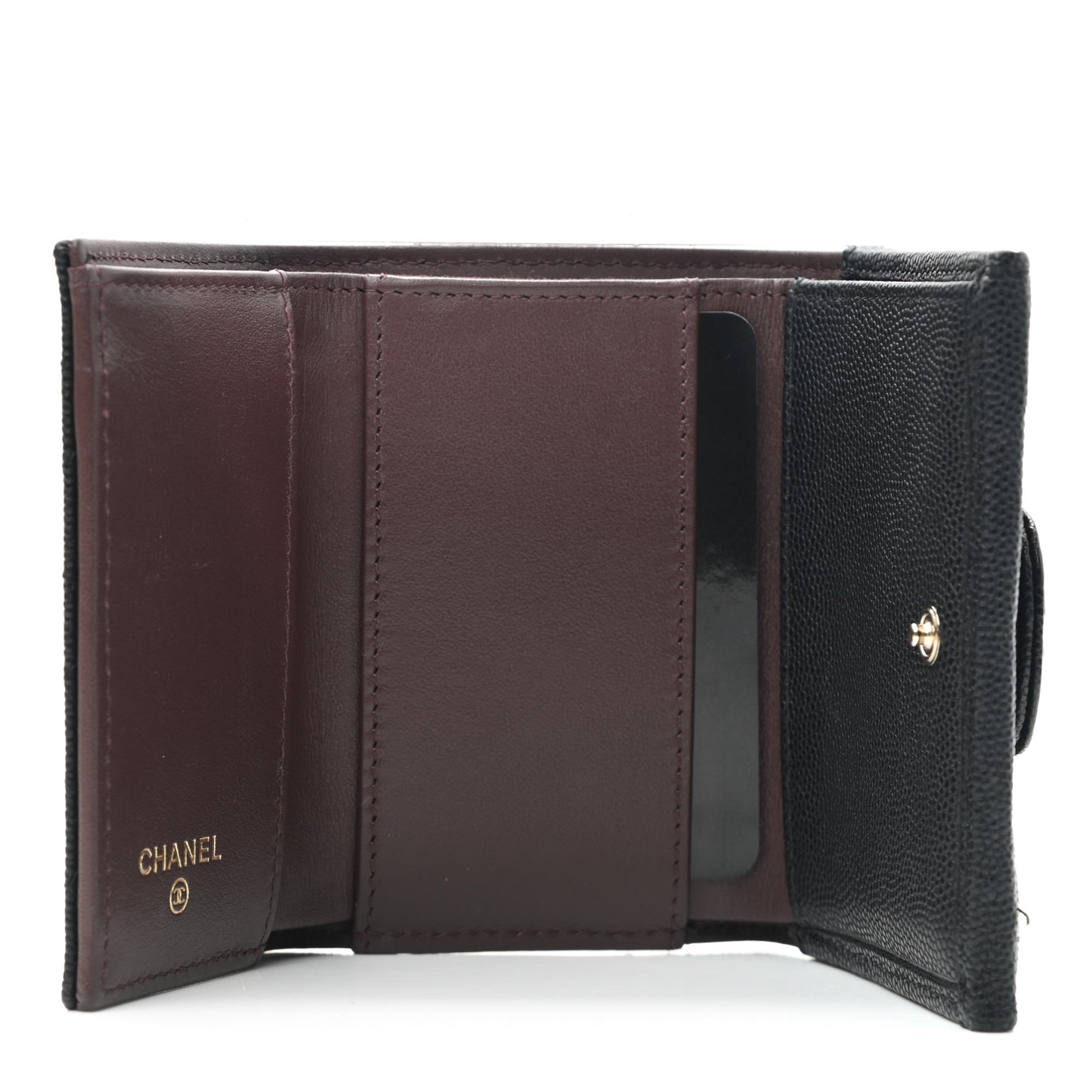 Caviar Quilted Double Flap Wallet Black