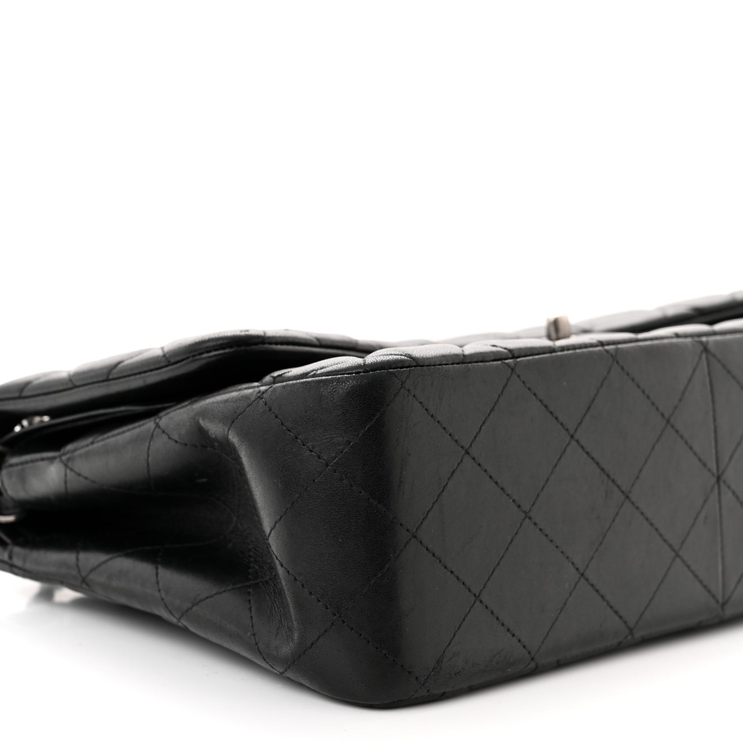 Lambskin Quilted Jumbo Double Flap Black